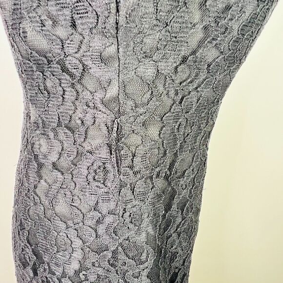 Mori‎ Lee by Madeline Gardner Dress Sz 13/14 Fit 10/12 Black Floral Lace No Belt - Picture 2 of 15